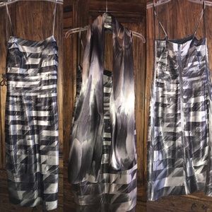 Cache Tiered Ombré Wiggle Dress in Black/Gray 6